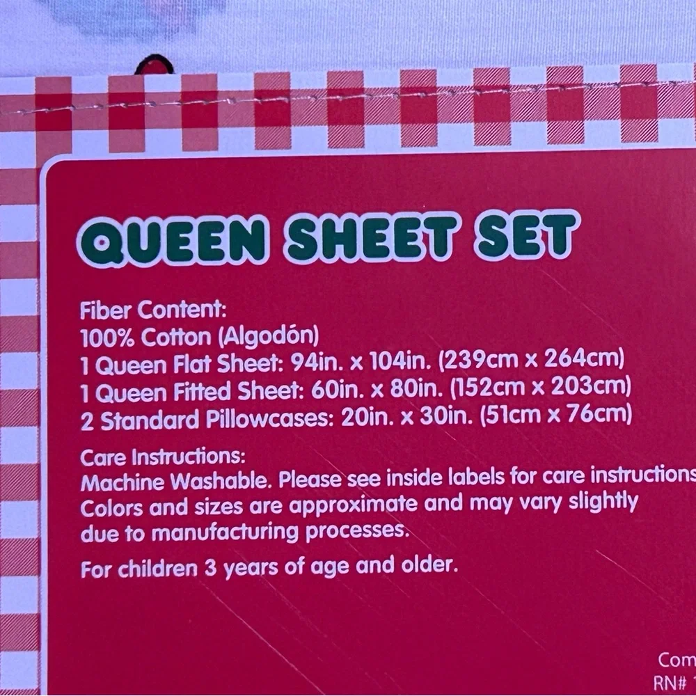 HELLO KITTY Christmas Wreaths And Bows Queen Sheet Set Made By Sanrio NWTS